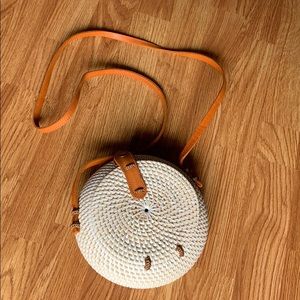 Round Rattan Bag with unique front opening